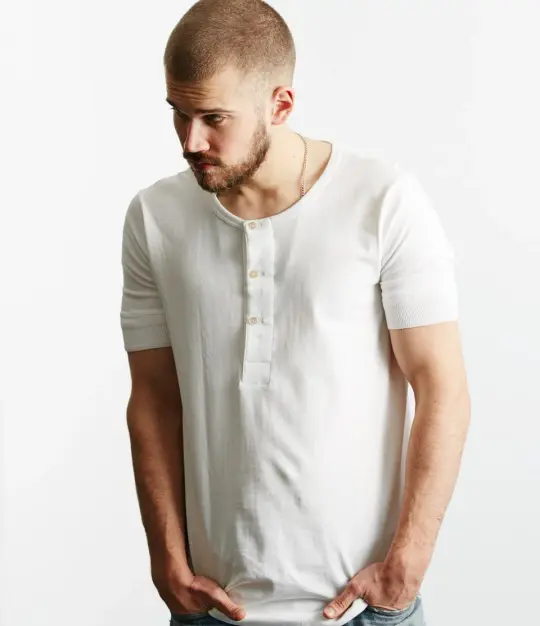 207 Loopwheeled Classic Fit Midweight Short Sleeve Henley