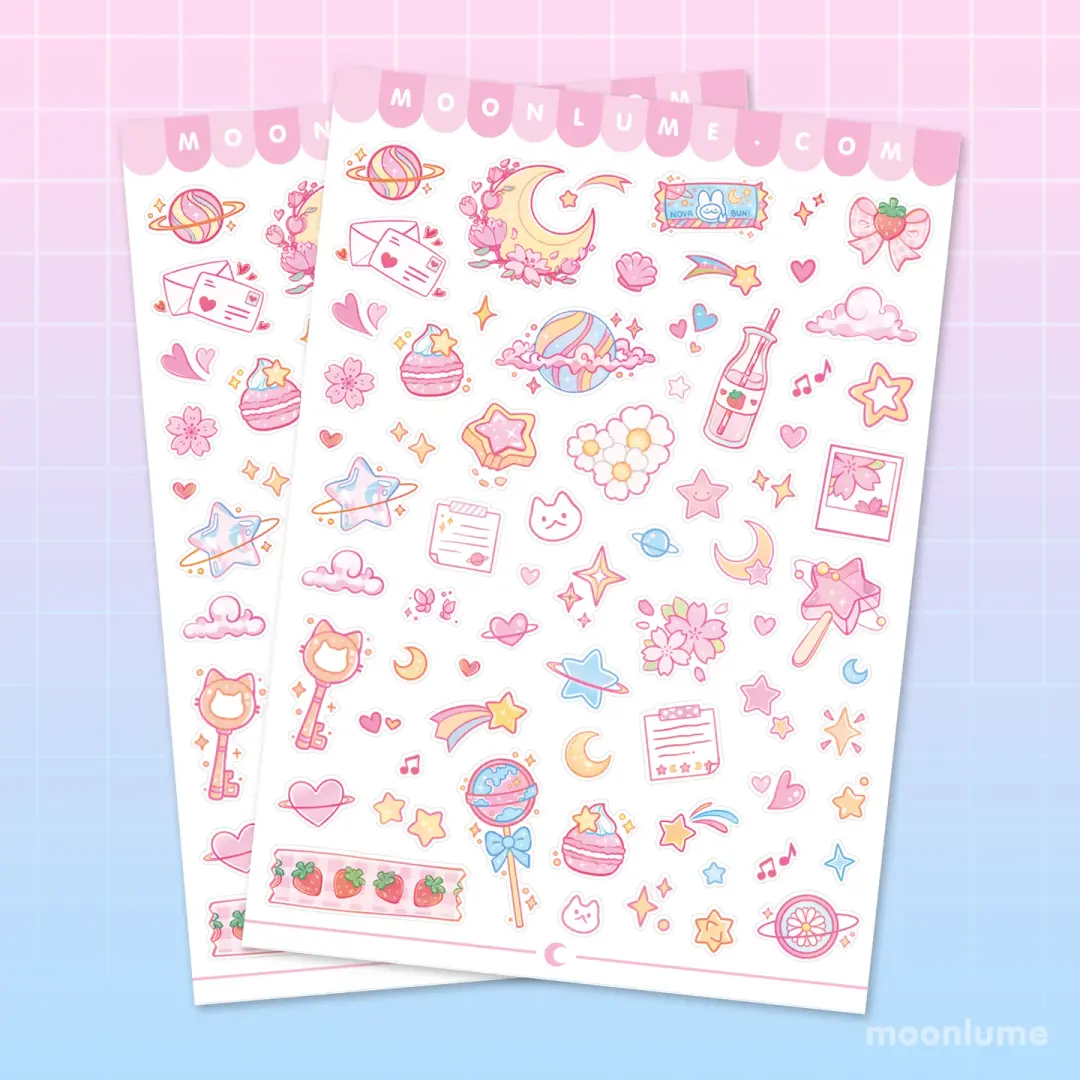 Pink Aesthetic - matte vinyl sticker sheet