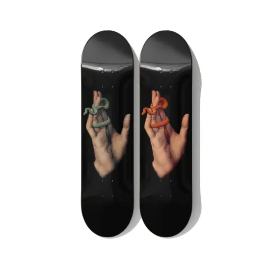 Hand with Serpent Renaissance Skateboard Diptych
