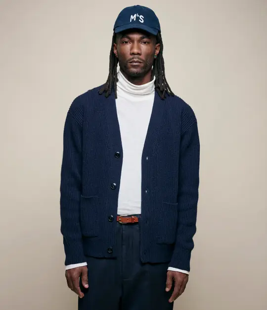 Sturdy Ribbed Merino Wool-Cashmere Cardigan