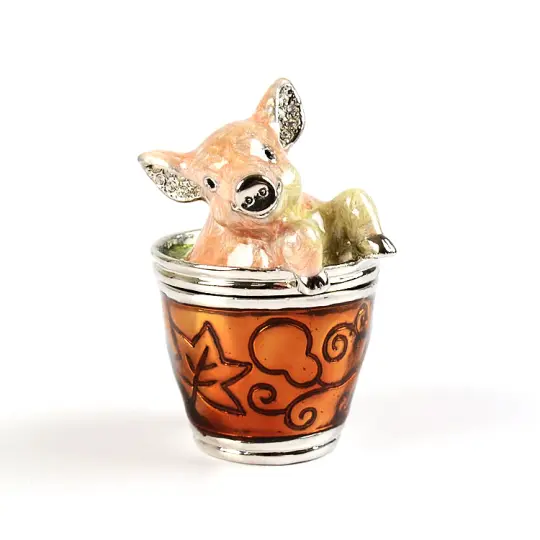Lil Pig in a Barrel Trinket Box