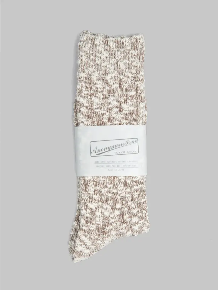 Anonymous Ism Light Weight Slub Crew Socks Beige