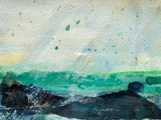'Rockpool Rain' - Mixed Media Painting on Paper