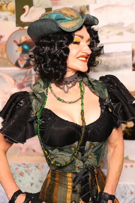 Cropped Vixen w/collar in Forest Scroll - The Fowl Majesty Collection