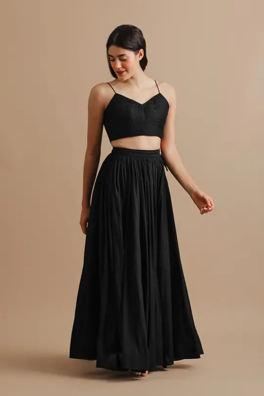 Everlasting Full Length Black Gathered Skirt