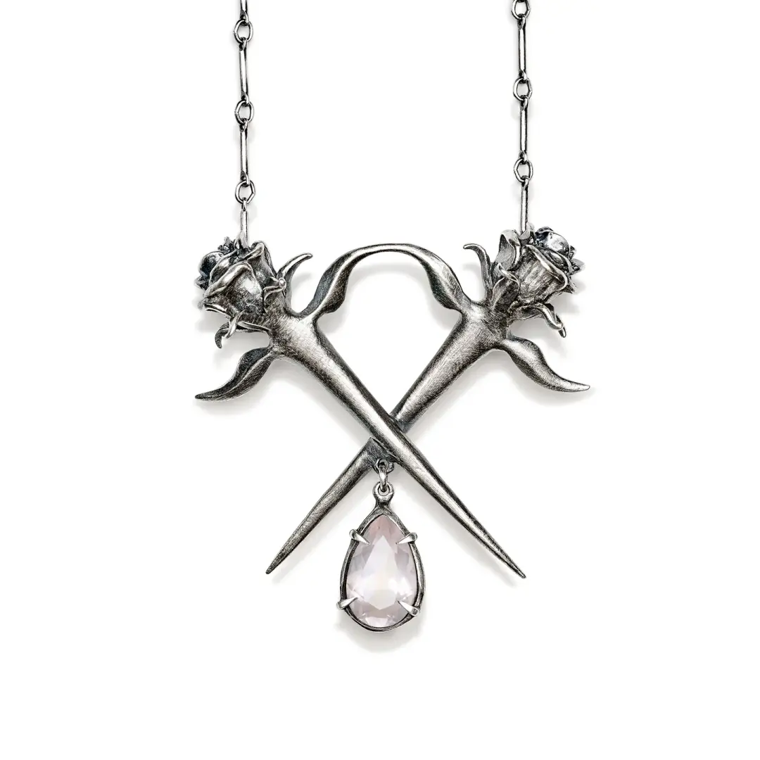 Roses of the Abyss. Rose Quartz Necklace.