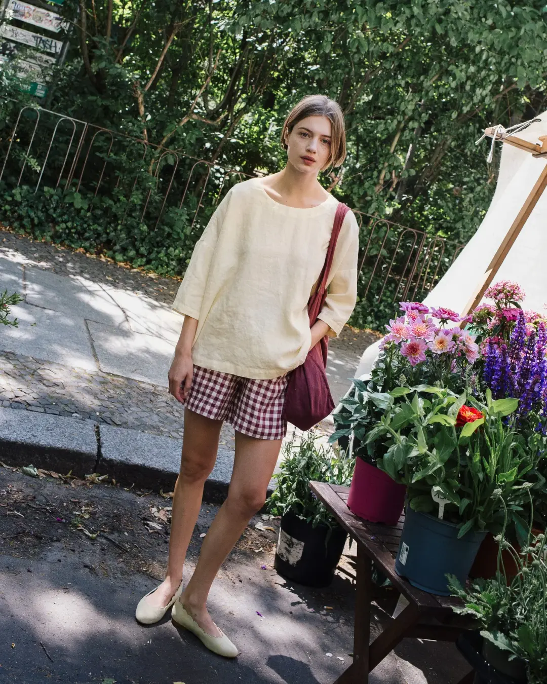 customized: MAIN casual linen shorts (Color: Oat Milk; Size: L)