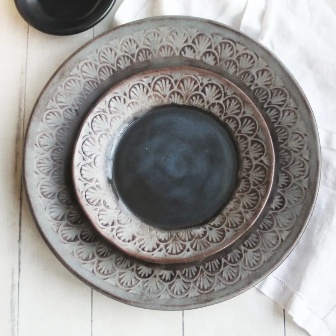 Studio Clear Out Lot of Imperfect Dishes, Charcoal Grey and Black - Huge Discount "Seconds"
