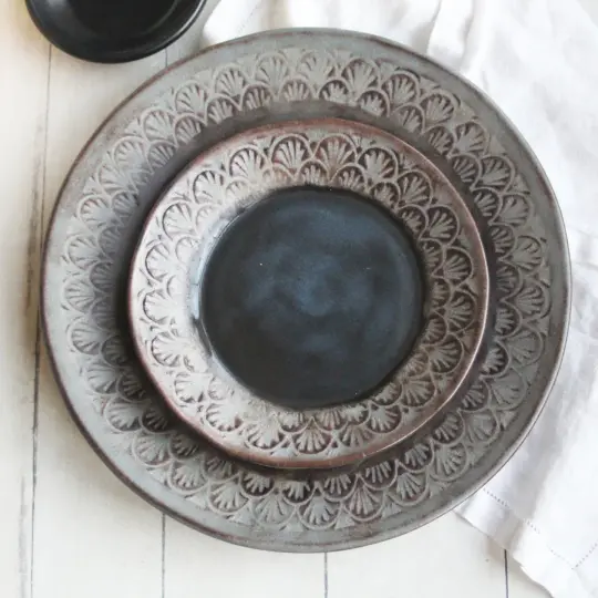 Studio Clear Out Lot of Imperfect Dishes, Charcoal Grey and Black - Huge Discount "Seconds"