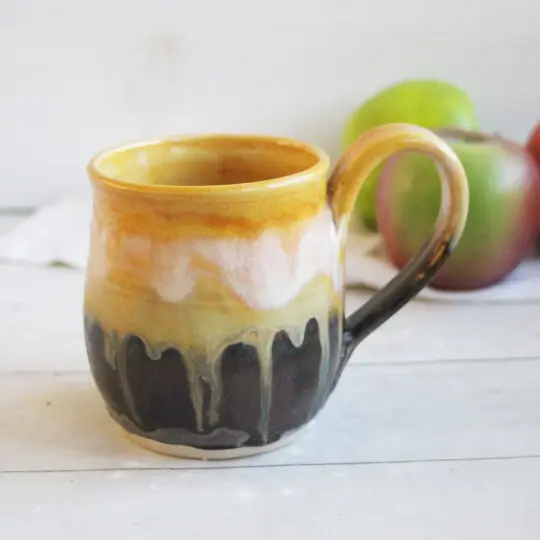 Golden Sunshine and Earthy Glazed Mug, 14 Ounce, Made in USA