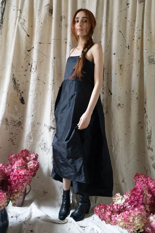 Orla Dress - Black Silk Taffeta