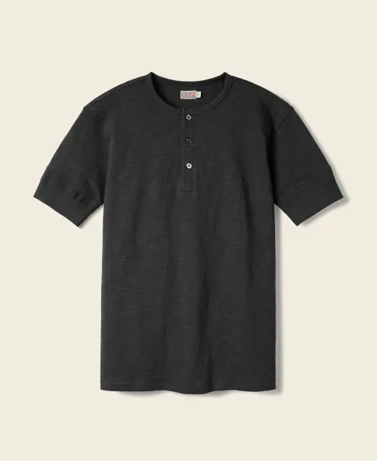 Loopwheel Tubular Henley T-Shirt - Black