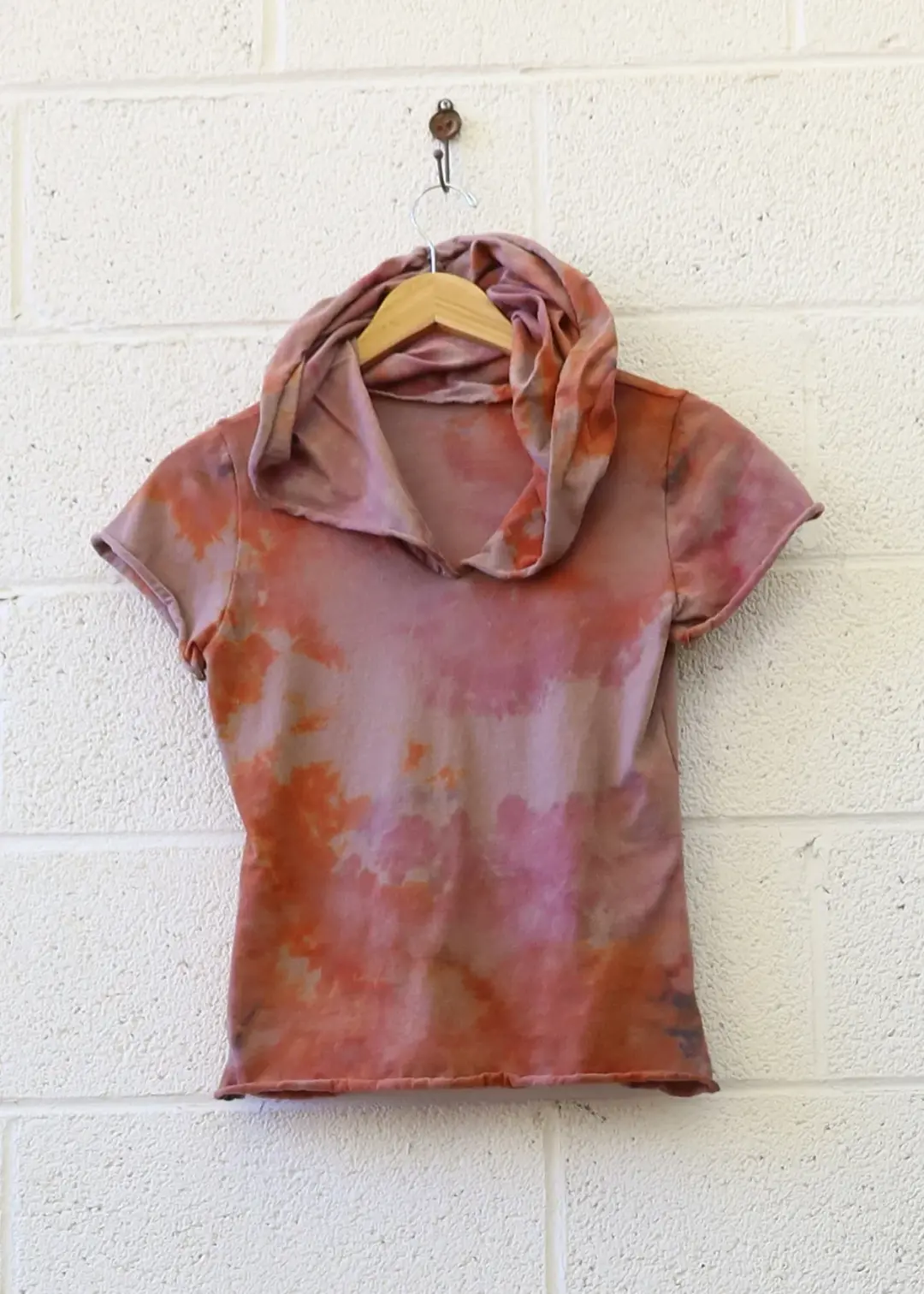 OOAK - Hooded Cropped Shirt / XS / Organic Cotton / Ice Dye (90)