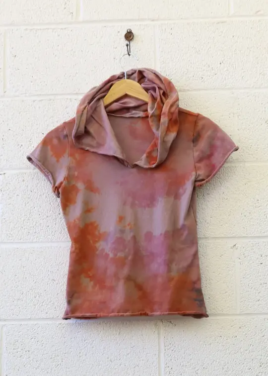 OOAK - Hooded Cropped Shirt / XS / Organic Cotton / Ice Dye (90)
