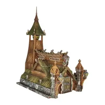 Sheriff Office 28mm 3D printed medieval fantasy town terrain, painted example, three-quarter view