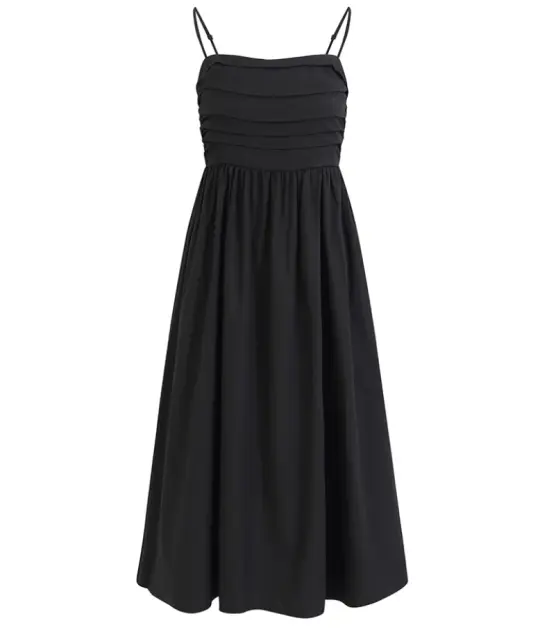 French holiday style long black 2025 new suspender temperament dress R2658
