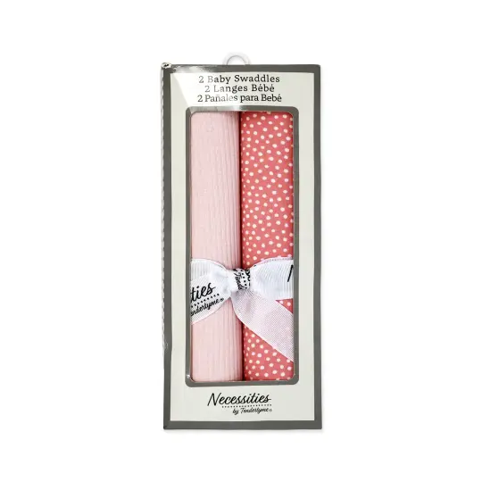 Baby Mode Signature Baby Boys and Baby Girls Boxed 2 Piece Knit Swaddle Blankets, Coral
