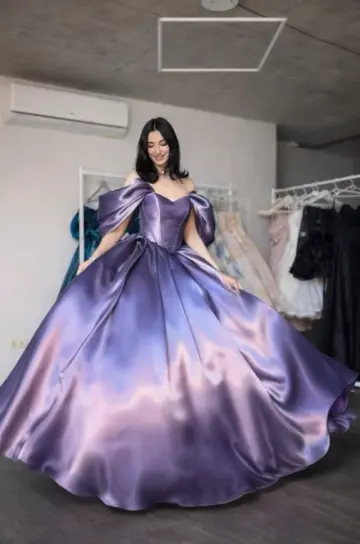 Sparkly Satin Silky Prom Gown Deep Purple Women's Corset Maxi Evening Dress Birthday Dress RS2926