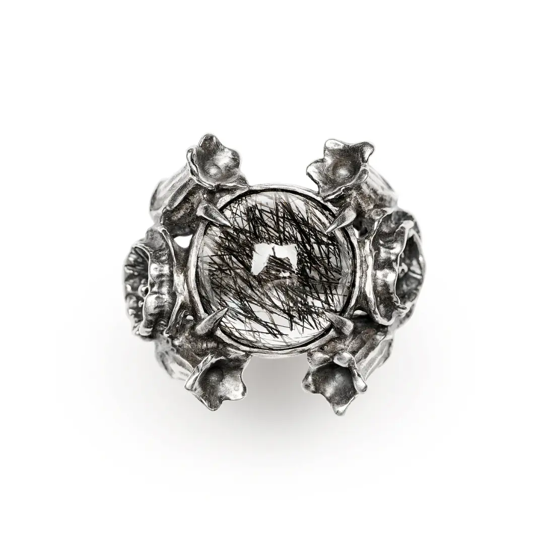 Queens of Sleep. Tourmalated Quartz Ring. Size 8.5.