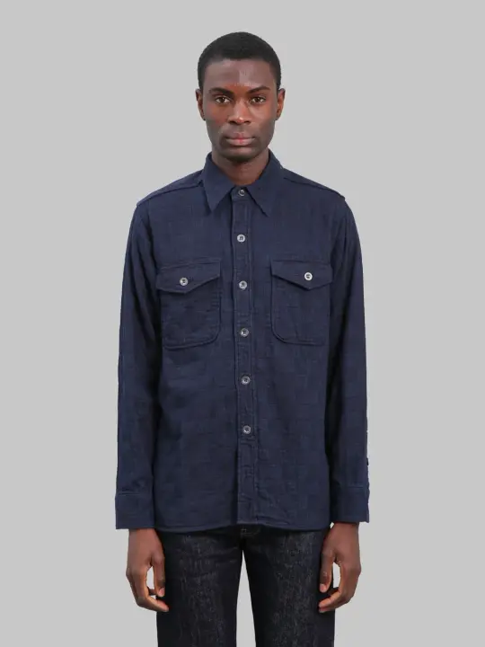 Graph Zero Officer Indigo Plaid Long Sleeve Shirt