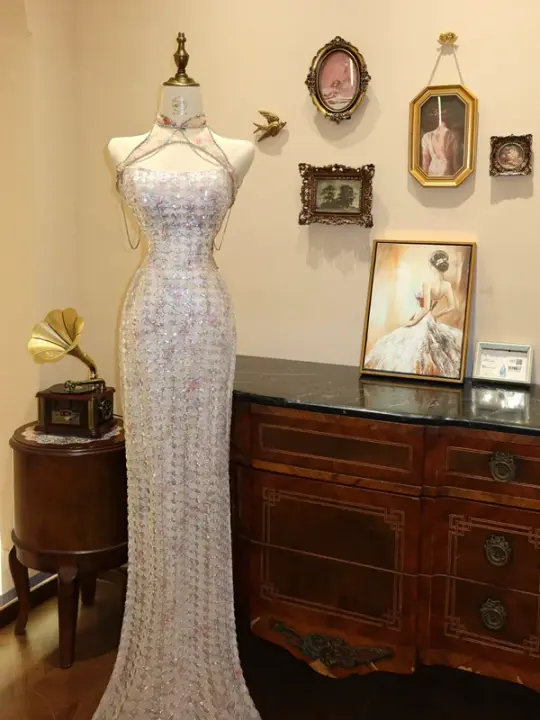 White floral print fitted long ball gown/bridal dress R7177