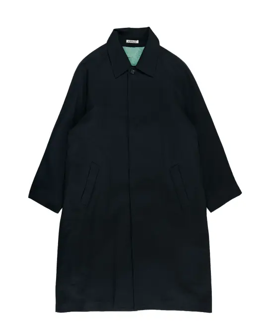 Auralee Ultra Fine Wool Twill Wool-Lined Coat Dark Navy/Mix Green