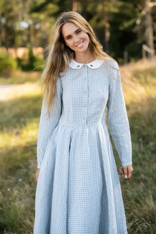 Classic – Long Sleeve Peter Pan Collar Linen Dress