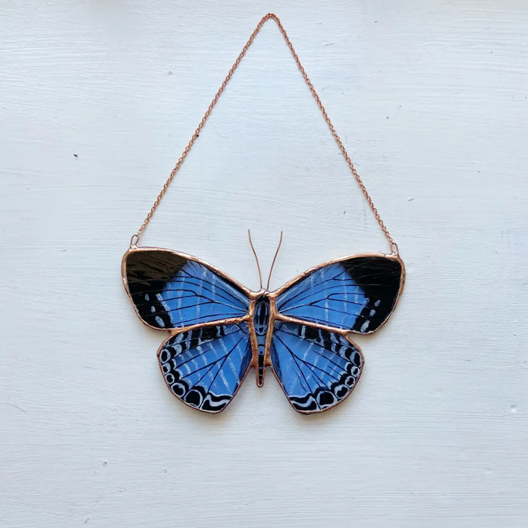 Metallic Cerulean Blue Butterfly