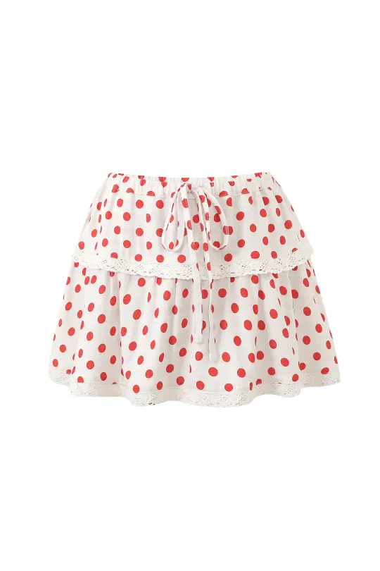 5 left - Mini Linen Skort Polka Dot