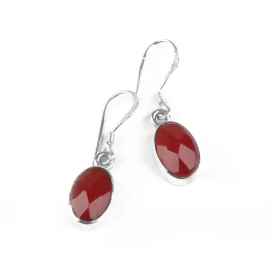 Faceted Raw Ruby Gemstone Earrings