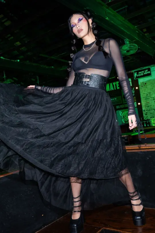 Widow's Weave Tulle Midi Skirt