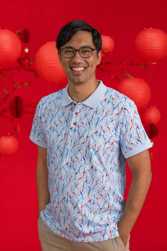 Men's Polo Tee - Blue Lucky Bamboo
