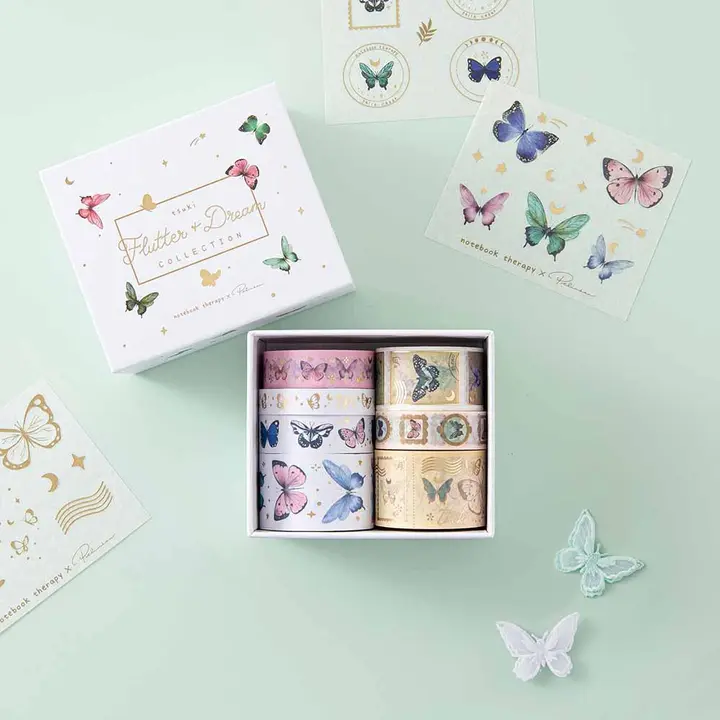 Tsuki ‘Flutter + Dream’ Washi Tape Set by Notebook Therapy x Pelinkan ☾