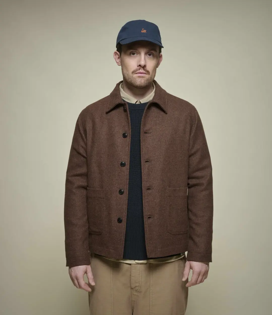 Cropped Worker's Wool Tweed Jacket