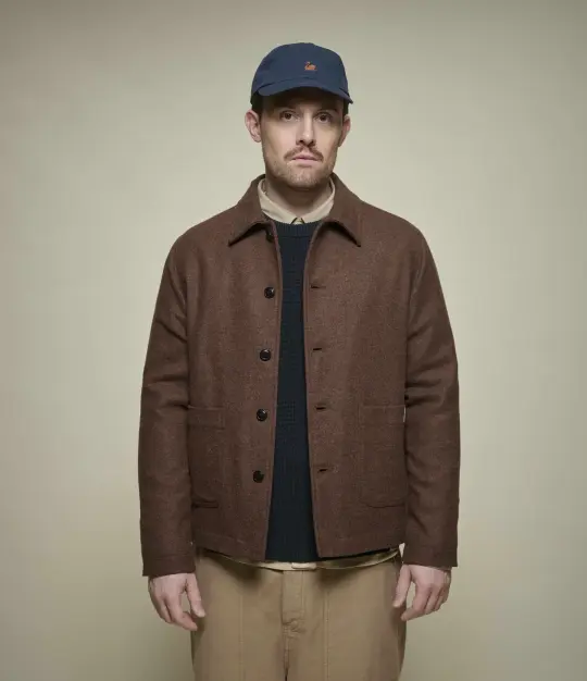 Cropped Worker's Wool Tweed Jacket
