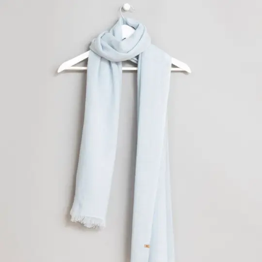 Merino Woven Scarf in Mist Blue