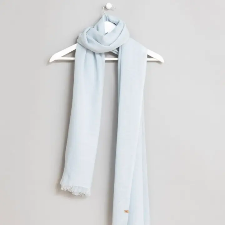 Merino Woven Scarf in Mist Blue