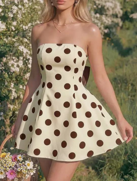 Retro Polka Dots Women's Homecoming Dress Minimalist Corset Short Prom Dress Party Dress RS2591
