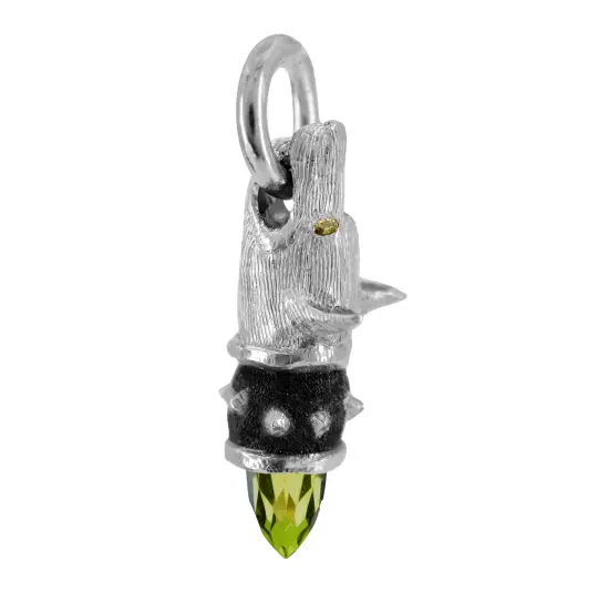 Talewise - Watchful Hound Pendant with Rosecut Peridot and Sapphires