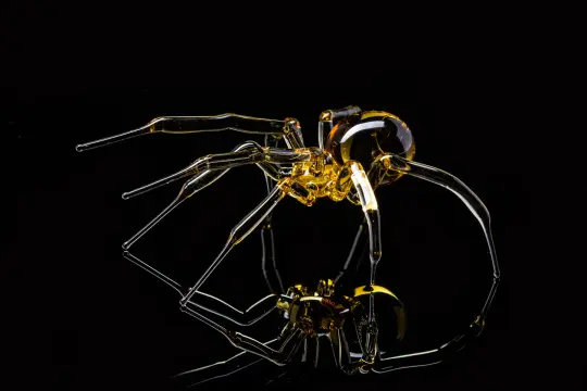 Transparent Yellow Murano Glass Spider Sculpture With Elegant Legs