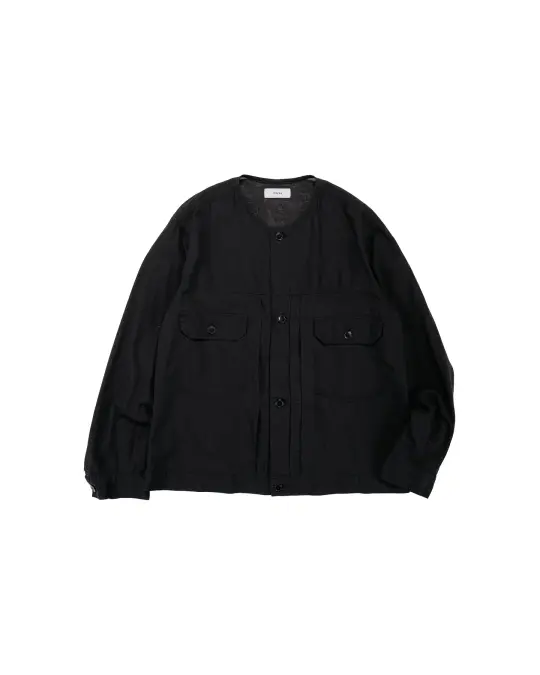 marka No Collar Tracker Jacket High Twisted Dobby Cloth Black