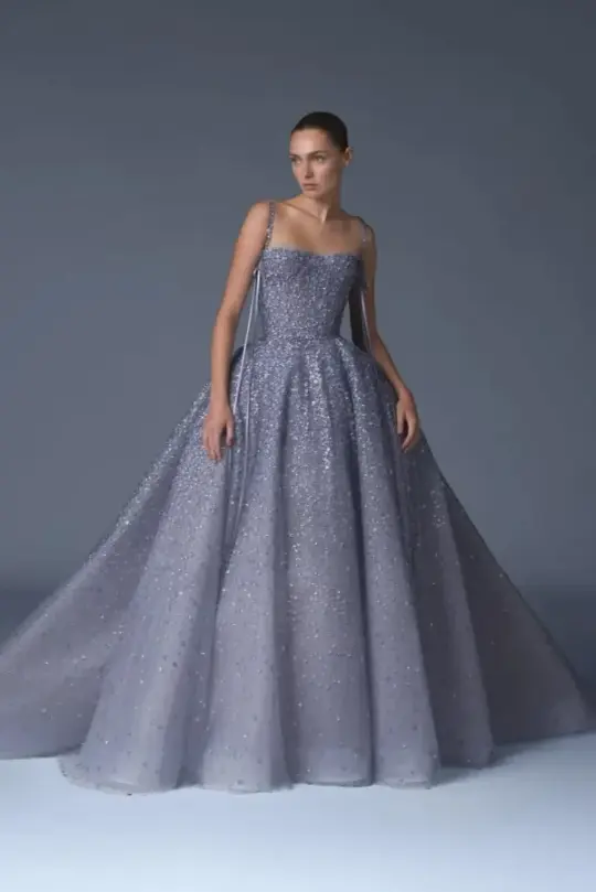 Puffy Sequins Blue Corset Prom Gown , Sparkly Women's Maxi Evening Dress RS2295