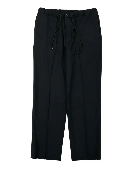 MARKAWARE Flat Tapered Easy Trousers Organic Wool 2/80 Tropical Black