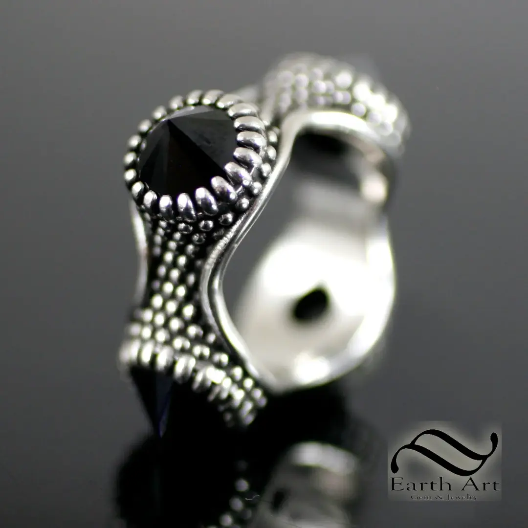 Black Mamba Ring - Sterling and Black CZ