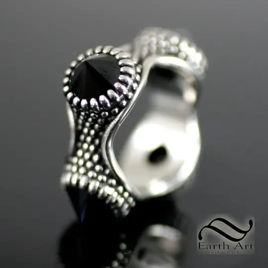 Black Mamba Ring - Sterling and Black CZ