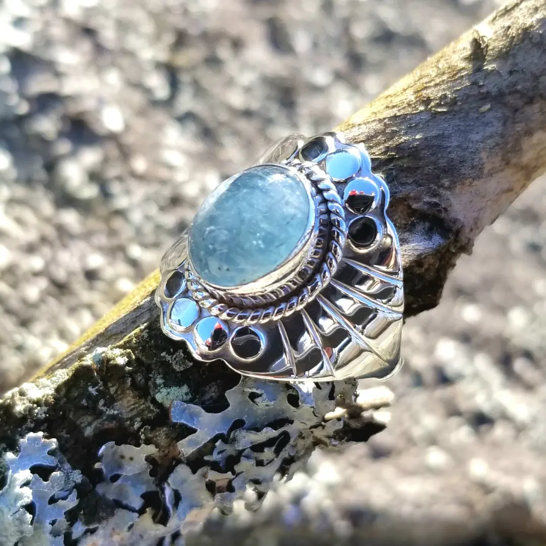 Tranquility Aquamarine Ring in Sterling Silver