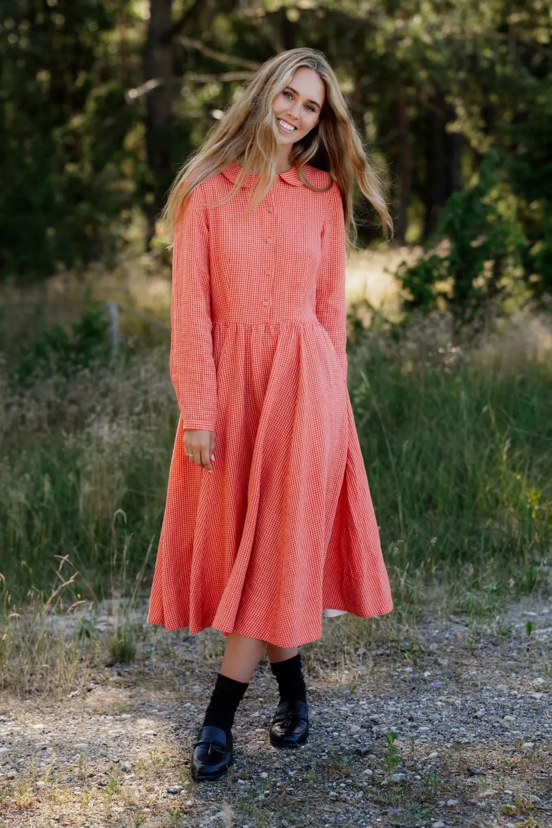 Classic – Long Sleeve Peter Pan Collar Linen Dress