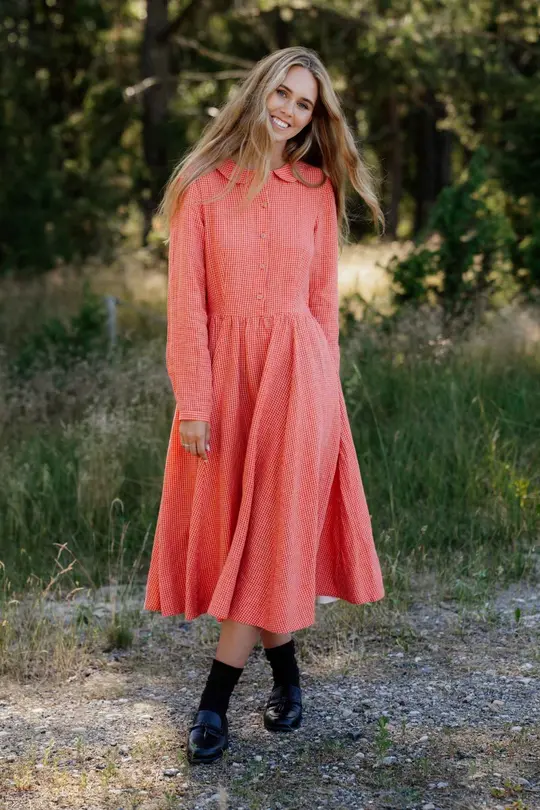 Classic – Long Sleeve Peter Pan Collar Linen Dress