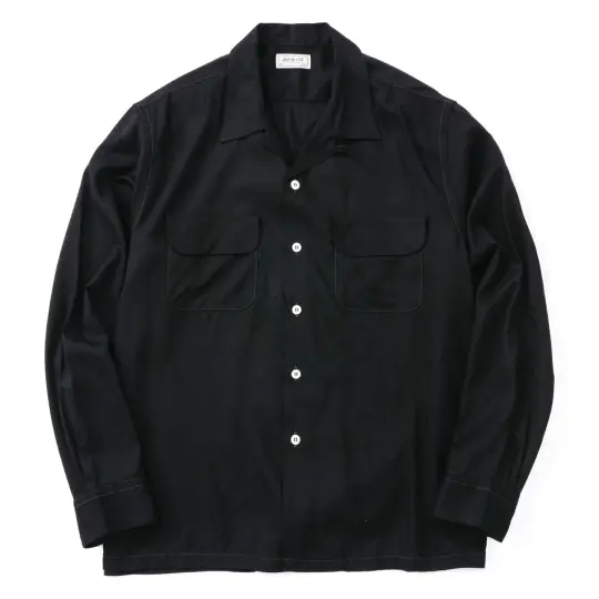 OPEN COLLAR RAYON SHIRT