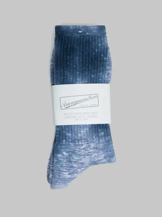 Anonymous Ism Uneven Dyed Sports Socks Navy